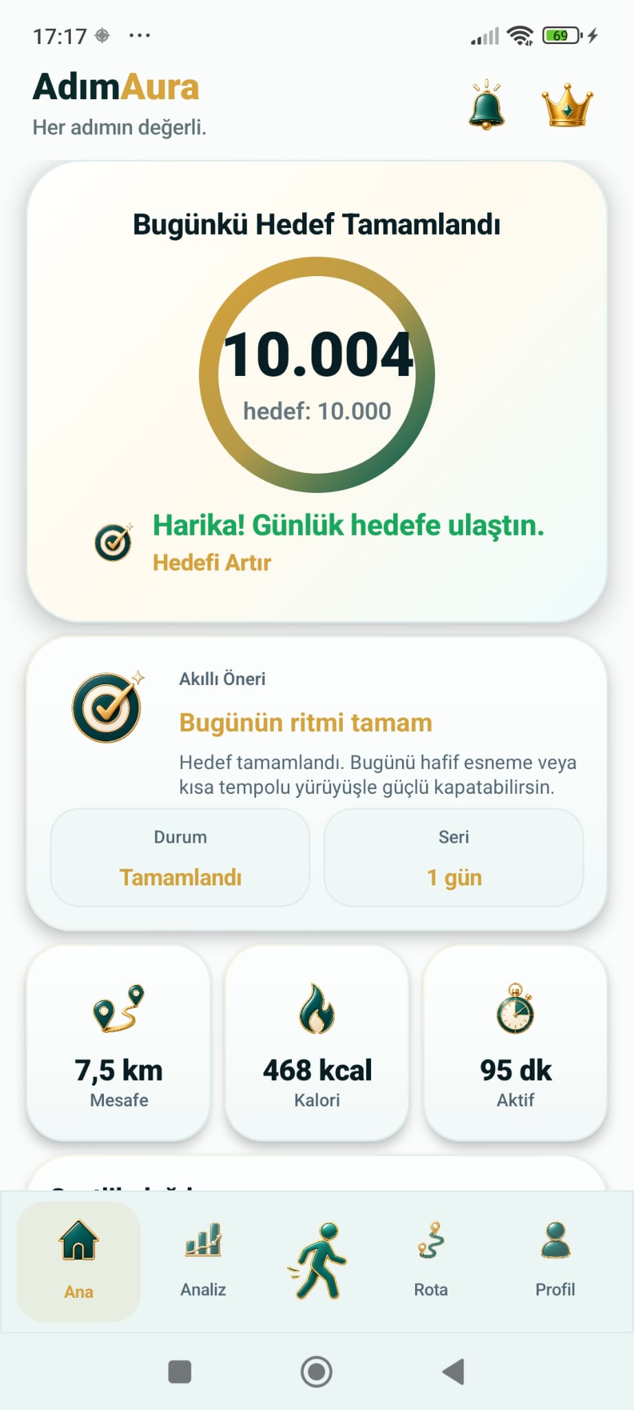 AdımAura ana ekranı