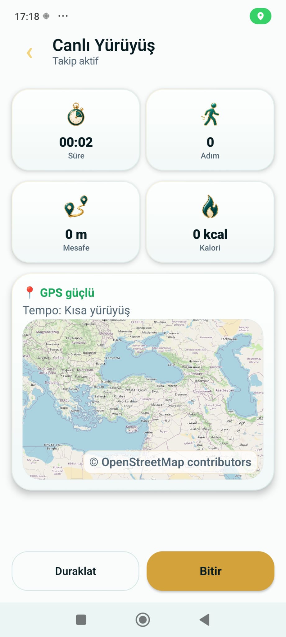 AdımAura canlı yürüyüş ekranı
