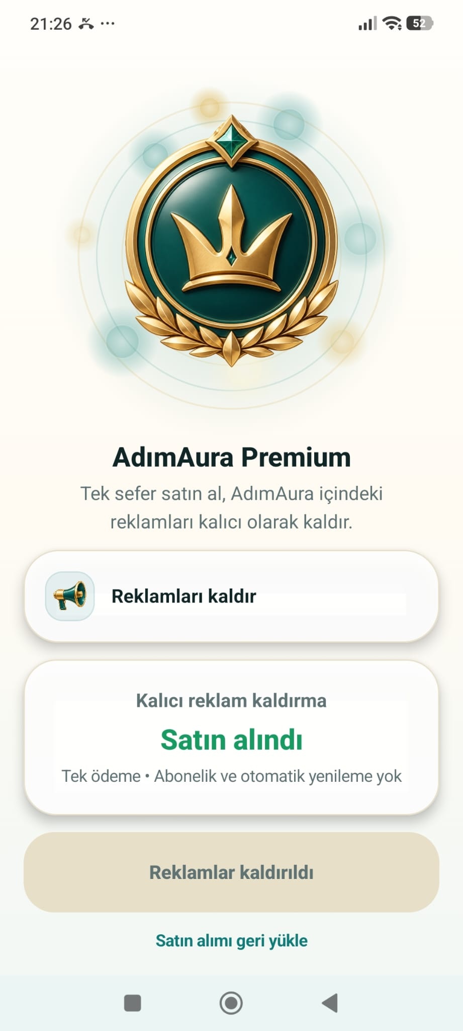 AdımAura Premium ekranı