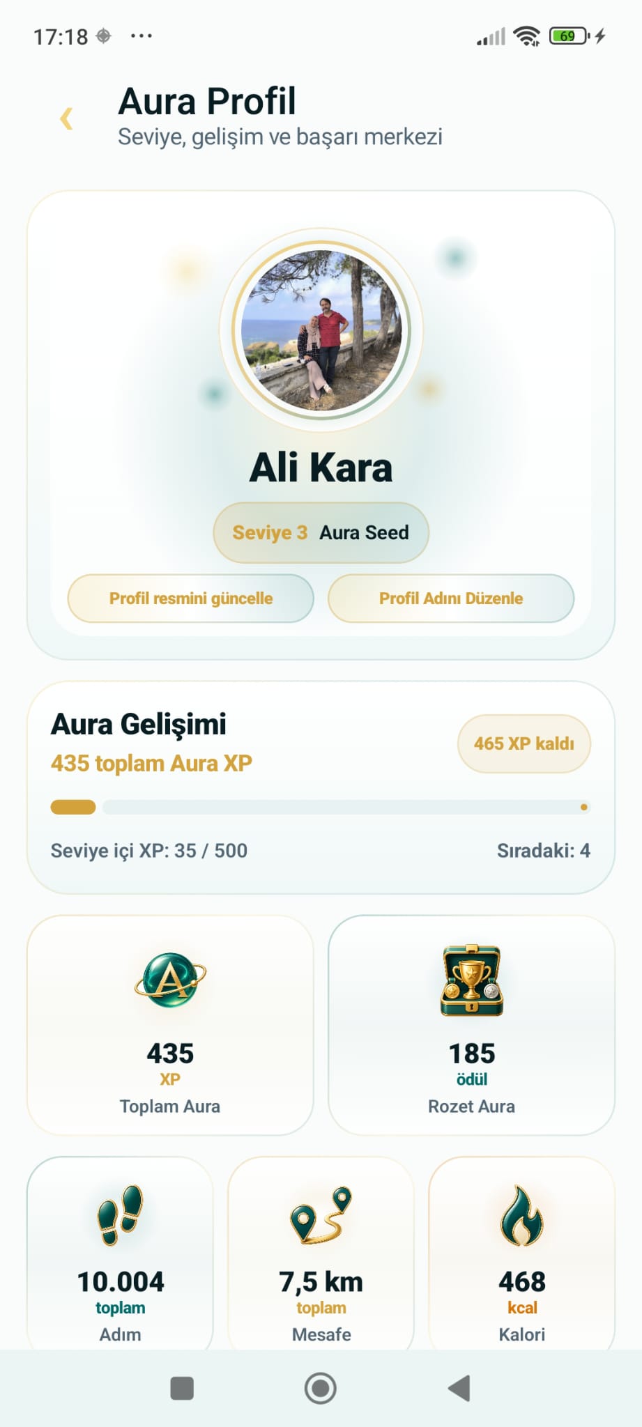 Aura Profil ekranı